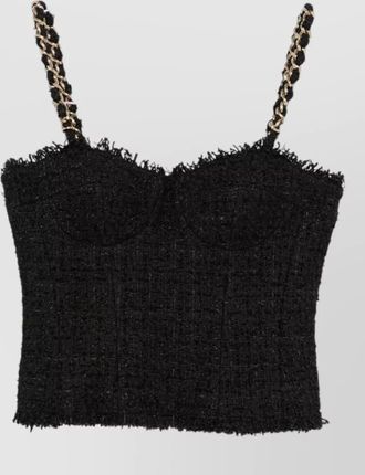 Balmain sweetheart neck tweed blouse