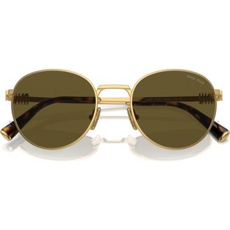 Miu Miu 50mm Round Sunglasses in Dark Brown at Nordstrom