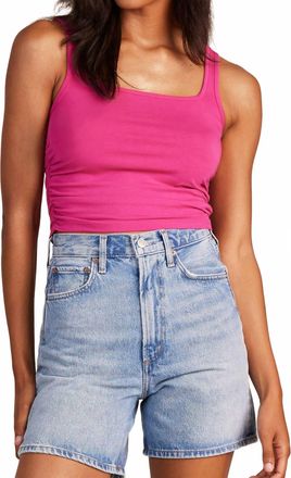 bobi Womens Shirred Side Top In Pink