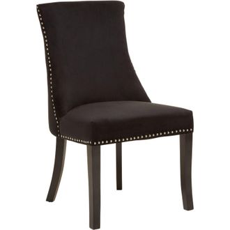 Premier Housewares Interiors by Premier Black Velvet Dining Chair, Classic Velvet Chair, Cozy Dining Chair for Dining Room, Living Room, Home