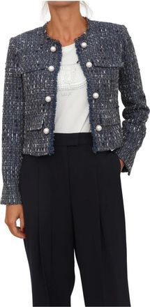 Liu Jo Jassen, Dames, Blauw, S, Tweed, Tweed Jas