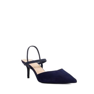 Dune London Womens Ladies Wf Classical - Wide Fit Pointed Courts With Elasticated Stra - Blue - Size UK 6