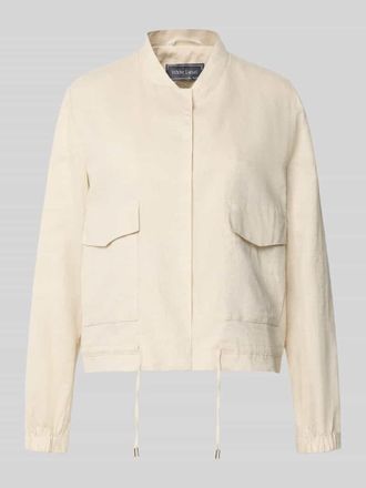 White Label Regular Fit Jacke aus Leinen-Mix mit Stehkragen in Sand, Gr&ouml;&szlig;e 34