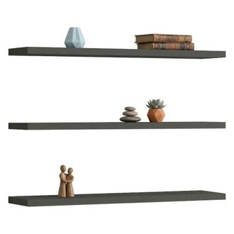 Dmora Estante Meina, 3 Niveles, Set De 3, Color Antracita, 60x15x2h Cm Negro Antracita