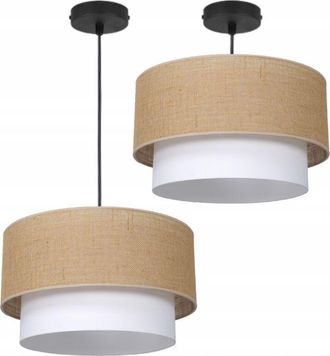 OEM L&aacute;mpara De Techo Colgante E27 Yute 45 Cm Doble Pantalla Pulida