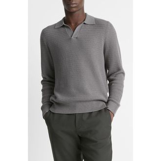 Vince Craftsman Rib Johnny Collar Sweater in Rain Cloud at Nordstrom Rack, Size Xx-Large