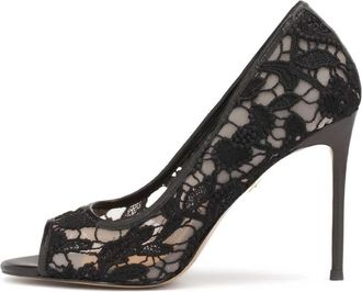 Kazar Kant peeptoe pumps - Dames - Pumps - Zwart - 36 EU - Leer - Schoenen