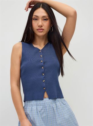 Twik Womens Buttoned rib-knit vest