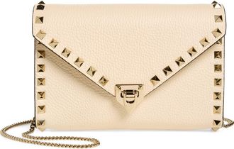 Valentino Garavani Mini Rockstud Leather Shoulder Bag in Light Ivory at Nordstrom
