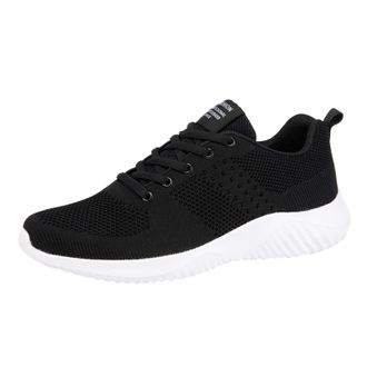 Generic Shoes Mens Black Red Trainers Fashion Summer Mens Trainers Breathable Mesh Lightweight Comfortable Casual Shoes White High Shoes Men, black 1, 9 UK