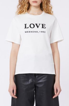 Max Mara Embellished Graphic T-Shirt in White at Nordstrom, Size X-Small
