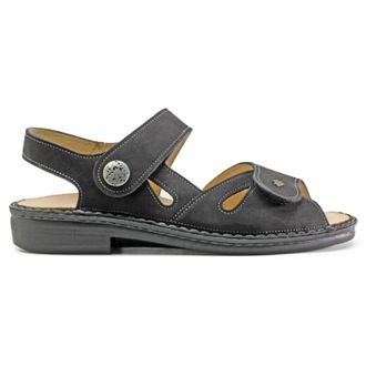 Finn Comfort Costa Leather Womens Hook and Loop Sandals - Black - Size:UK 7.5