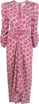 Isabel Marant Albini printed silk midi dress - women - Silk/Elastane - 36 - Pink
