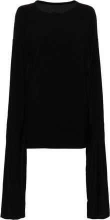Yohji Yamamoto layered hanging sleeves top - women - Rayon/Polyurethane/Acrylic - 2 - Black