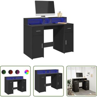 vidaXL Scrivania in truciolato - Scrivania con Luci LED Nera 120x55x91 cm in Legno Multistrato