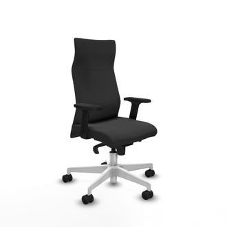 Piqueras y Crespo Albacete Direcci&oacute;n Sincro Similpiel Gris Oscuro Brazos 2d Base Blanca Ruedas 65 Nailon
