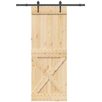 vidaXL Puerta Corredera Con Herrajes Madera Maciza De Pino 85x210 Cm Vidaxl