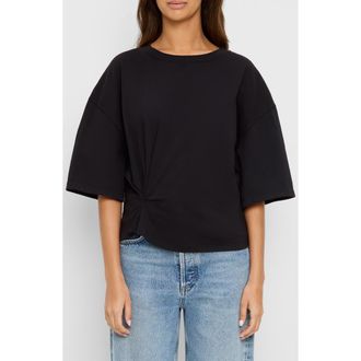 Michael Stars Zinnia Pleated Side Cotton T-Shirt in Black at Nordstrom, Size X-Small
