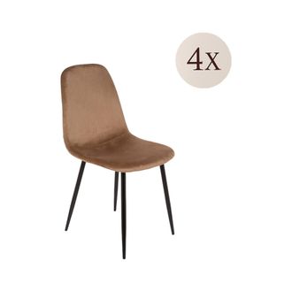 Dmora Dmora - Juego De 4 Sillas Pismo, Sill&oacute;n Tapizado En Terciopelo, Silla De Comedor Acolchada, Asiento Para Reuniones, 45x56h87 Cm, Arena, Con Embalaje R
