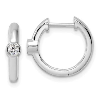 Diamond2Deal 14k Gold 1/8 ct Lab Grown Diamond Hinged Hoop Earrings VS Clarity, D-E Color