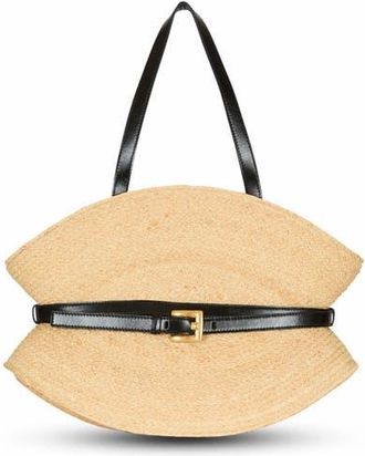 Balmain Shuffle Medium Bag In Raffia in Brown at Nordstrom