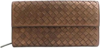Bottega Veneta Pre-owned Vintage Lange Portemonnee (bi-fold) - Dames - Vintage Accessoires - Bruin - ONE Size - Leer - Vintage