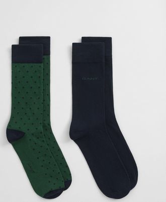 GANT Men 2-Pack Dot & Solid Socks (43-45) FOREST GREEN