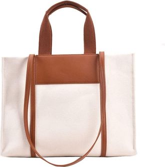 Generic Medium Canvas Tote Bag with Zipper for Women Top Handle Tote Crossbody Bag Casual Satchel Handbags Work Bags (White-A)