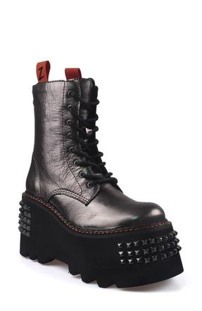 Zigi Soho Leysa Studded Platform Combat Boot in Metallic Silver at Nordstrom, Size 10
