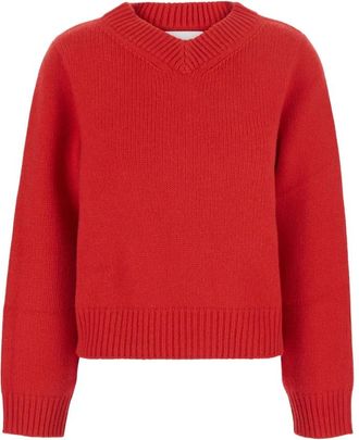 Soft Goat Maglione Chunky Scollo a V - - Knitwear - Donna - Rosso - XS