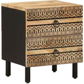 vidaXL Comodino Nero 40x33,5x46 cm in Legno Massello di Mango Grezzo - Vidaxl