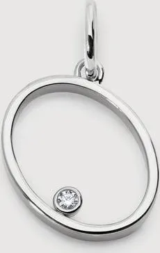 Monica Vinader Sterling Silver Solitaire Diamond Initial O Pendant Lab Grown Diamond