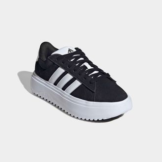 adidas Sneaker ADIDAS SPORTSWEAR GRAND COURT PLATFORM, Damen, Gr. 38,5, schwarz-weiss (core schwarz, cloud wei&szlig;, core schwarz), Leder, Synthetik, Schuhe Snea