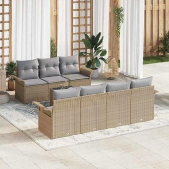 vidaXL Conjunto De Sof&aacute; De Jard&iacute;n 8 Pcs Beige Polirat&aacute;n Vidaxl