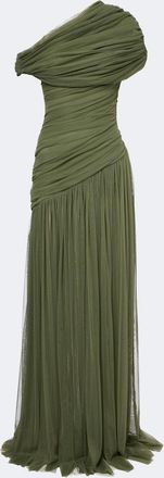 De La Vali Himalia ruched one-shoulder tulle gown