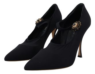 Dolce & Gabbana Black Socks Stretch Crystal Pumps Womens Shoes