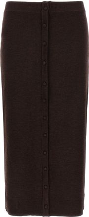 Victoria Beckham Brown Wool Midi Womens Skirt