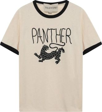 Valentino Garavani Panther T-Shirt - Heren - T-shirts - Beige - XL - Katoen - Tops