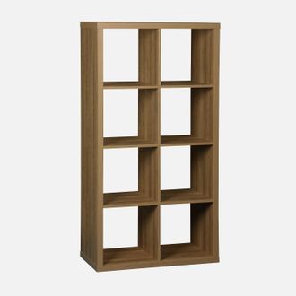 Sweeek Sweeek - Estante Librer&iacute;a Decor Madera 4 Niveles 8 Compartimentos, Basiks, Marr&oacute;n Dorado, 76x39x146 Cm