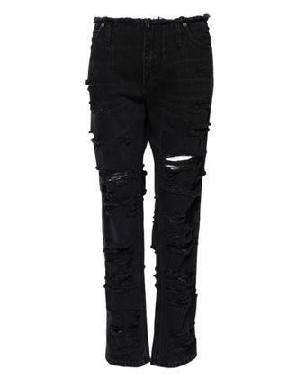 Dolce & Gabbana Womens Ripped Denim Jeans - Black