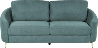 Beliani Sof&aacute; 3 Plazas De Poli&eacute;ster Verde Menta Dorado Curvil&iacute;neo Patas Metal Glamour Trosa