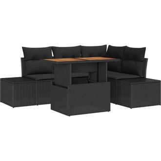 vidaXL Garden Sofa Set with Storage 5 pcs Black Poly rattan vidaXL