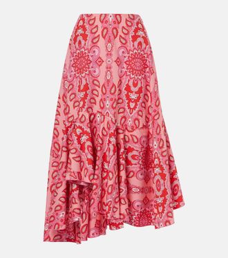 Etro Paisley asymmetric cotton midi skirt