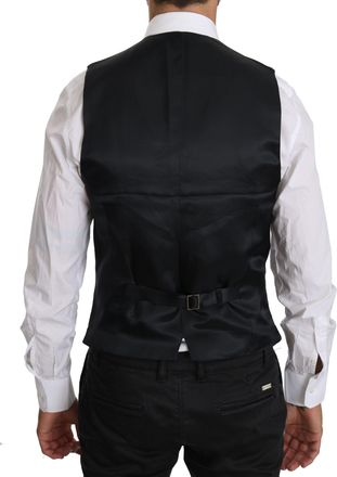 Dolce & Gabbana Blue Wool Waistcoat Formal Gilet Mens Vest