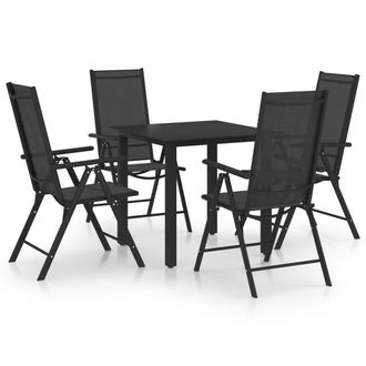 vidaXL Juego De Comedor De Jard&iacute;n 5 Piezas Aluminio Negro Vidaxl