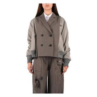 Meimeij Giacca Bomber Combinata - - Jackets - Donna - Marrone - M