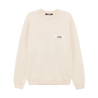 Jacquemus Sweatshirts, male, Beige, L, Stylish Sweatshirt with Gros Grain Detail
