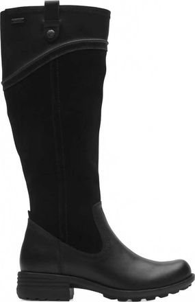 Cobb Hill Womens Brunswick Wide Calf Waterproof Tall Boots In Black Leather/suede
