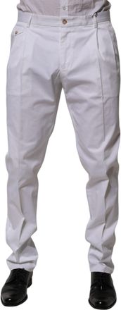Dolce & Gabbana Mens Slim-Fit Cotton Trousers White Elastane