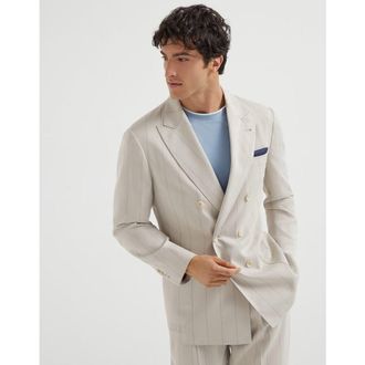 Brunello Cucinelli Mens Ice Double Breasted Silk Blazer, Size 50
